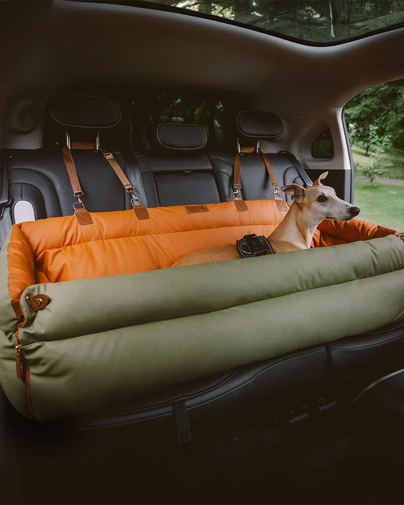Large Deluxe Faux Leather Dog Car Seat Booster Bed - Urban Voyager