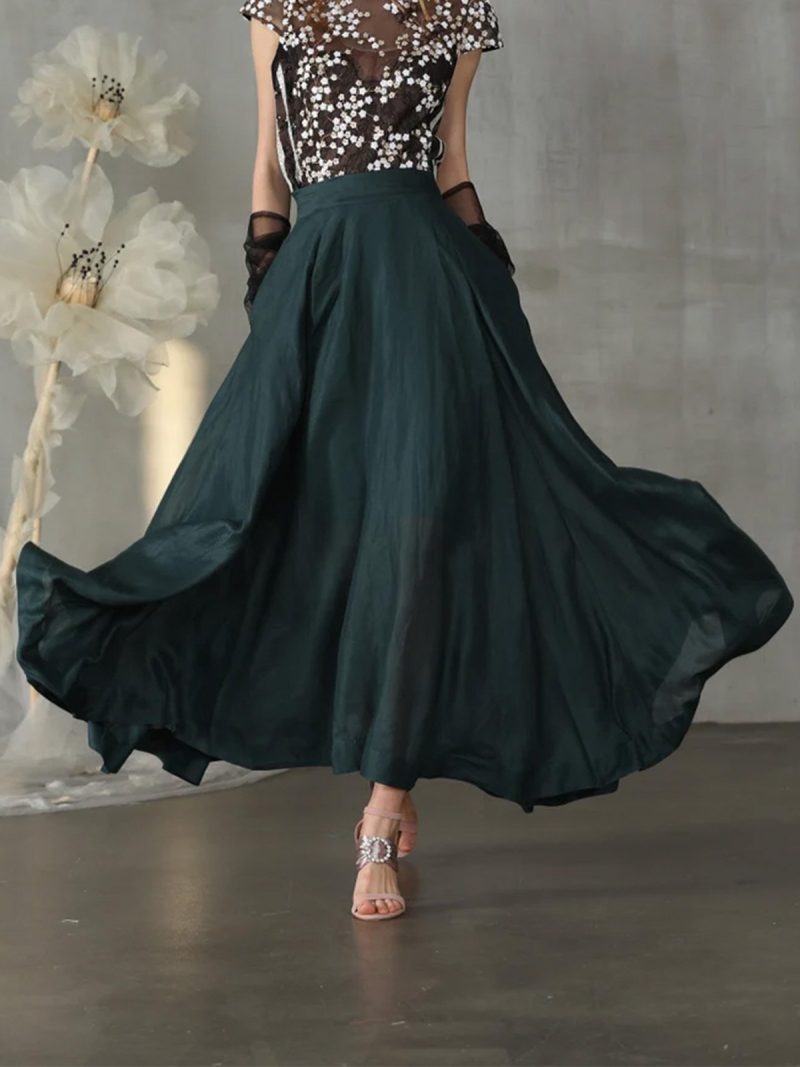 Maxi Linen Skirt, Linen, Green