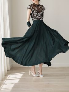 Maxi Linen Skirt, Linen, Green - Image 2