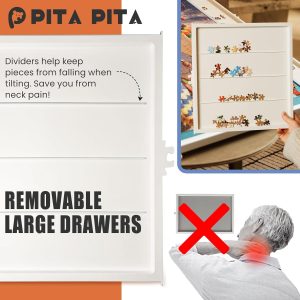 Rotating Puzzle Board with Drawers and Cover,Tilt&Lazy Susan - Image 4