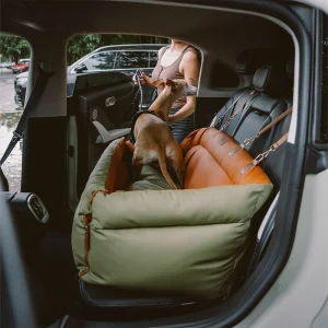 Large Deluxe Faux Leather Dog Car Seat Booster Bed - Urban Voyager - Image 5