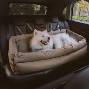 Large Deluxe Faux Leather Dog Car Seat Booster Bed - Urban Voyager - Image 4