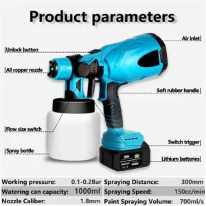 High-pressure Cordless Paint Sprayer with 2 Batteries - Image 7