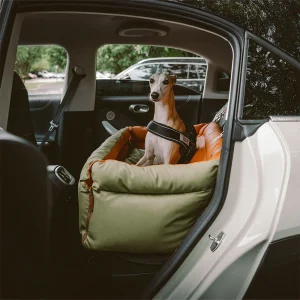 Large Deluxe Faux Leather Dog Car Seat Booster Bed - Urban Voyager - Image 2