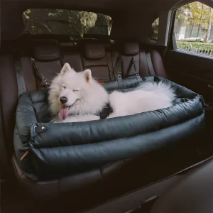 Large Deluxe Faux Leather Dog Car Seat Booster Bed - Urban Voyager - Image 7