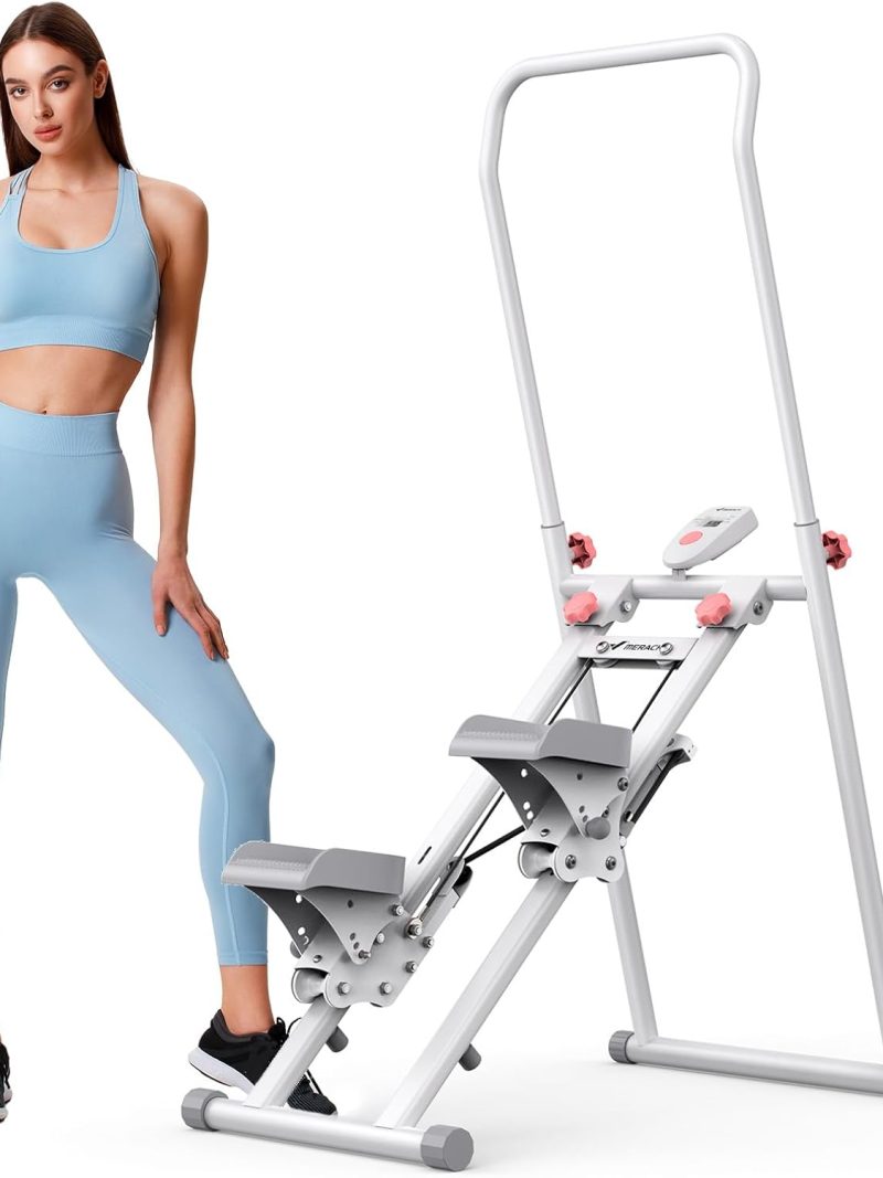 Stair Stepper with Handlebar, LED Display, 300LBS Capacity, Climber Exercise Machine for Workouts, Home Fitness Equipment for Women&Men