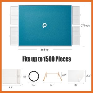 Rotating Puzzle Board with Drawers and Cover,Tilt&Lazy Susan - Image 7