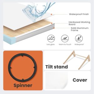 Rotating Puzzle Board with Drawers and Cover,Tilt&Lazy Susan - Image 10