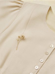 Linen Maxi Dress, Short Sleeve, Princess-cut Waist,  Crew Neck, Tea Party, Linen Blend, Plain - Image 4