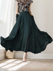 Maxi Linen Skirt, Linen, Green - Image 4