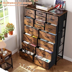 🔥Today's discount is only $32.99-🔥Enhomee Tall Dresser For Bedroom, 16 Deep Drawers Large Dresser, Brown Double Dresser, Chest Of Drawers For Closet, Highboy - Image 3