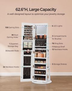 💝 Specials of the week💝360° rotating full-length mirrored cabinets with tri-color LED lights to illuminate every treasure💄💍💎 - Image 5